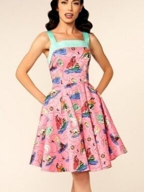Sz XL Golightly Neverland Square Neckline Wide Straps Flare Dress